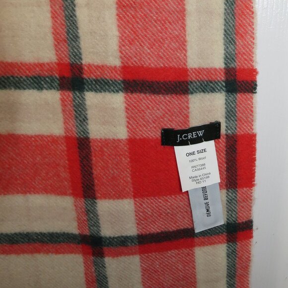 J.CREW Tartan Plaid 100% Wool Scarf Fringed 74" Length x 21" Width NWOT - Picture 6 of 7